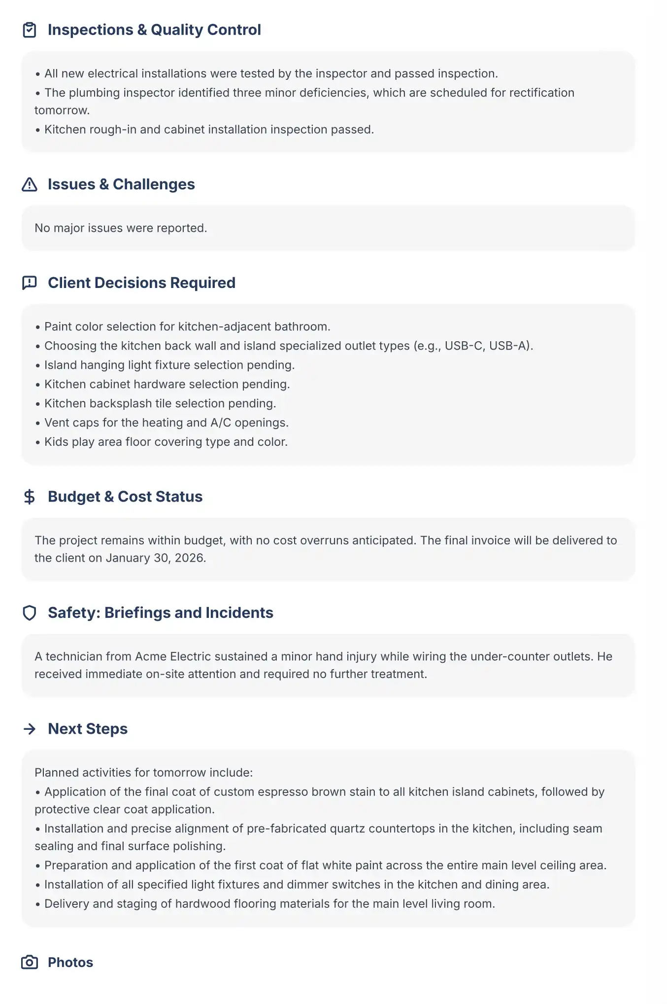 SendStatus Report - Budget and Safety